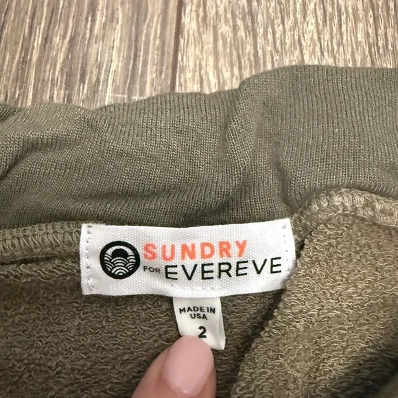 Sundry for Evereve Skirt Womens Size 2 Medium Pull On Drawstring Olive Green NWT - Picture 3 of 5